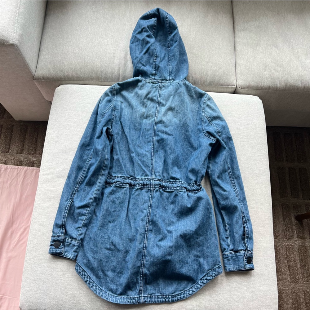 Modern Amusement Chambray Denim Hooded Jacket - Picture 8 of 8